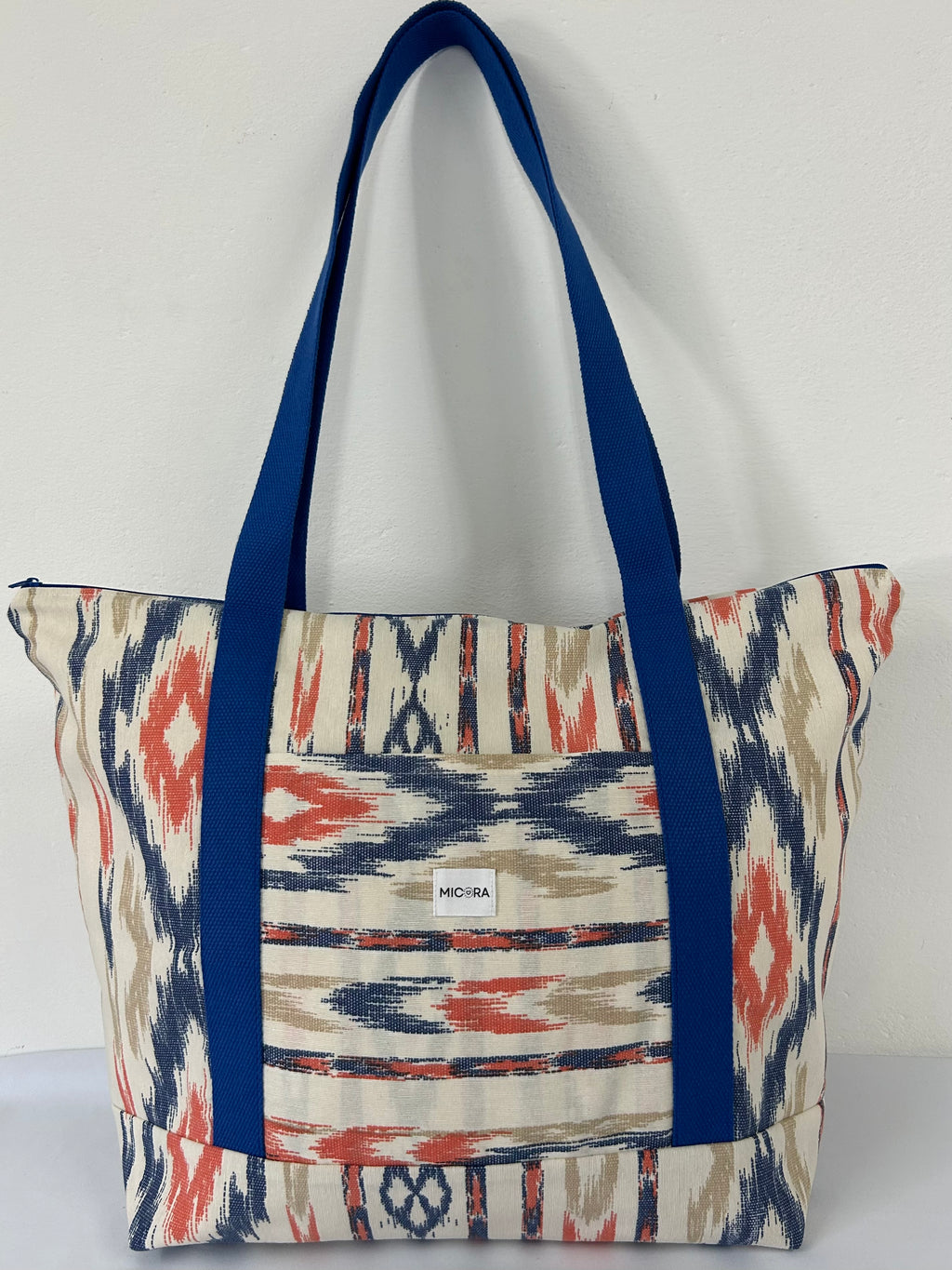 Bolso Playa Estampada Azul-Coral