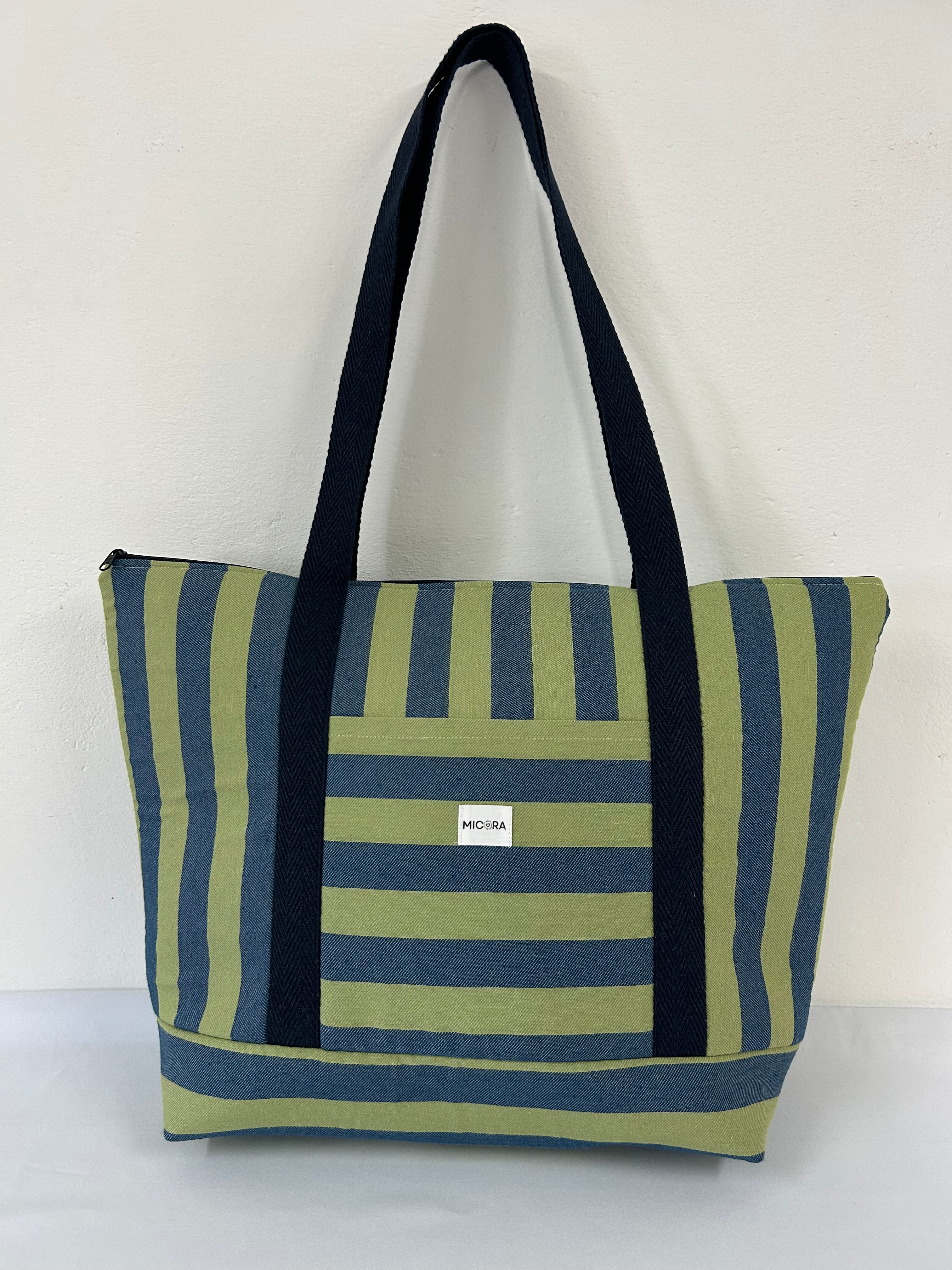 Bolso Playa Rayas Verde-Azul