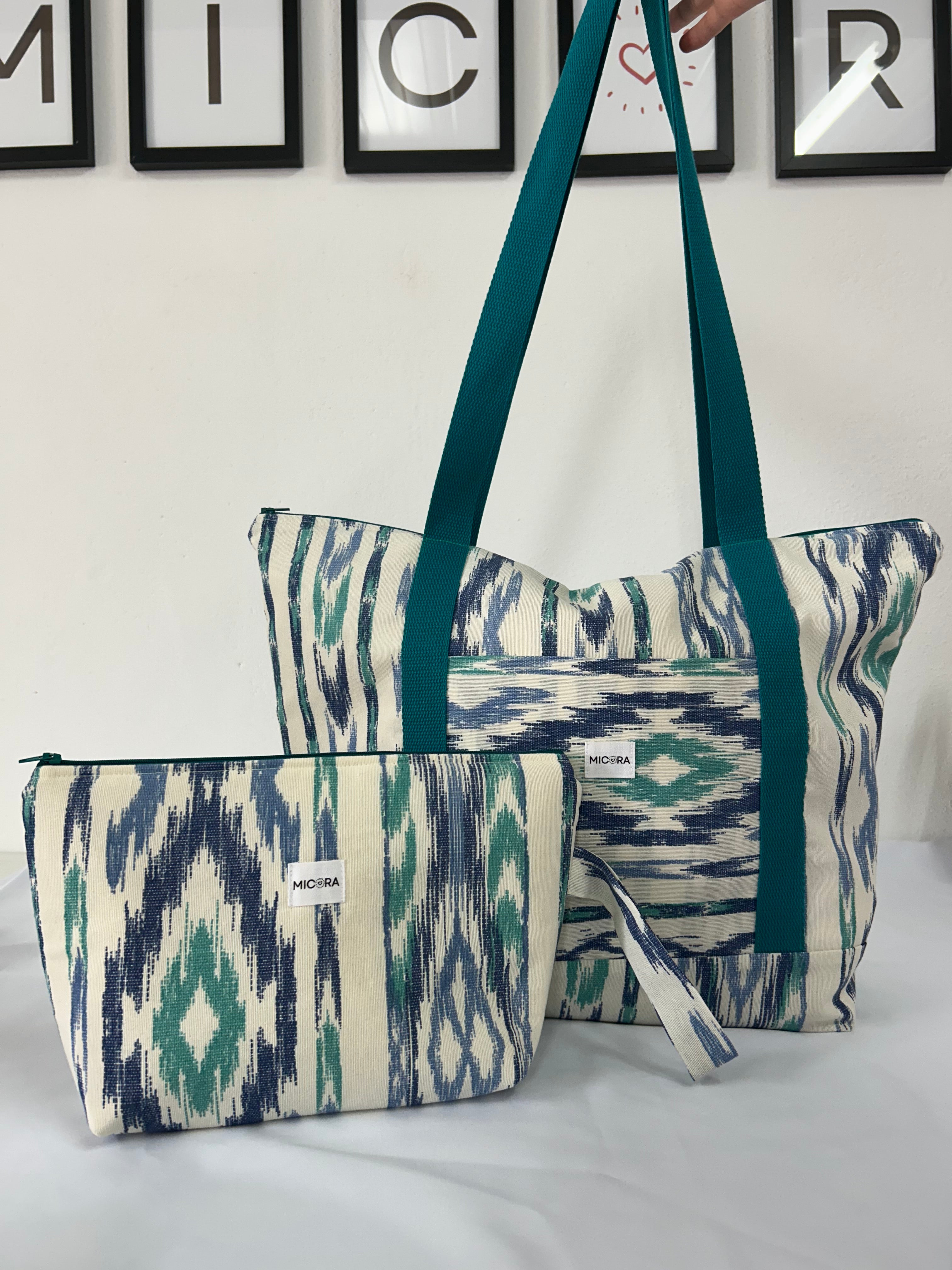 Bolso Playa Estampada Azul-Turquesa