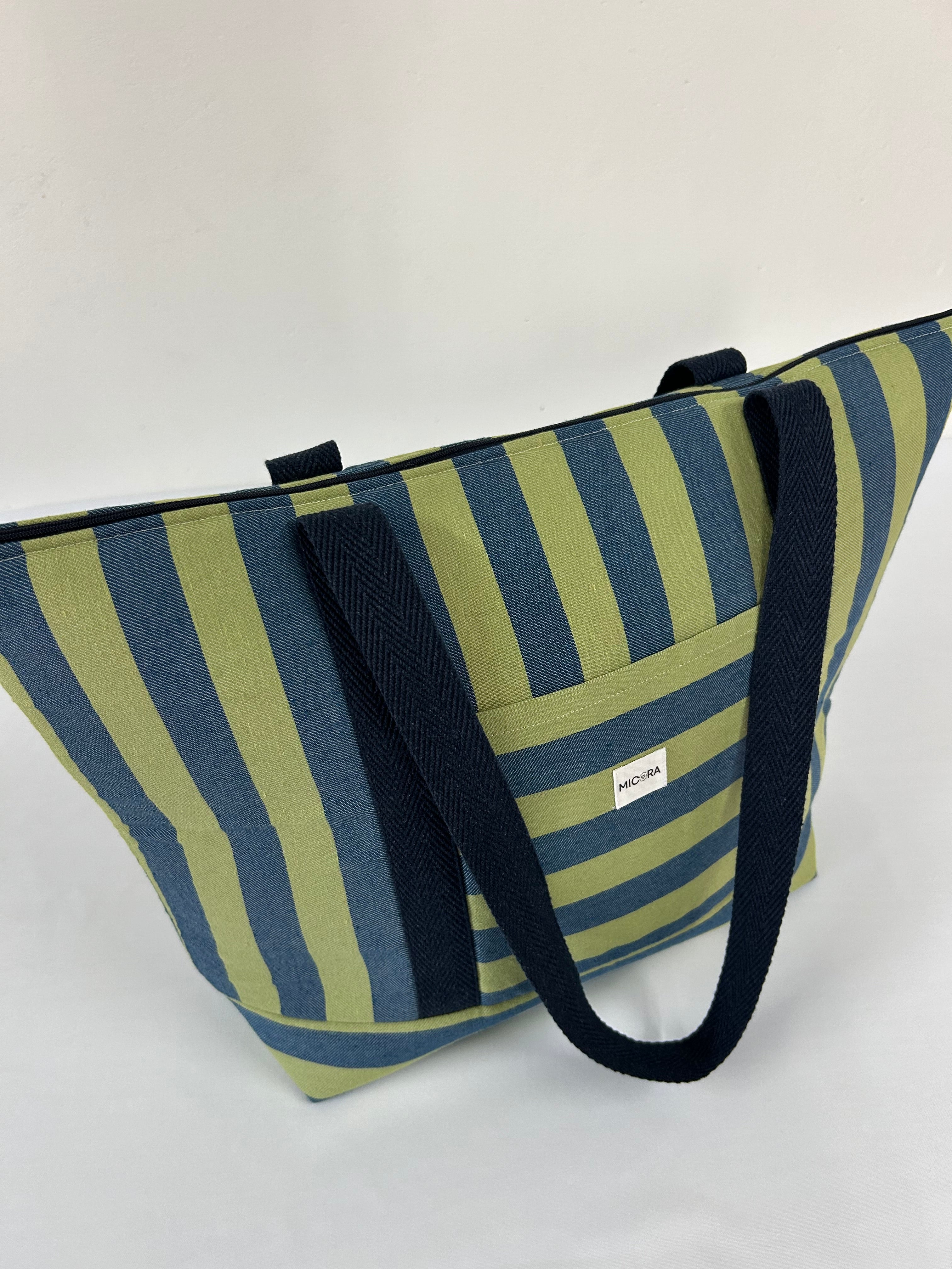 Bolso Playa Rayas Verde-Azul