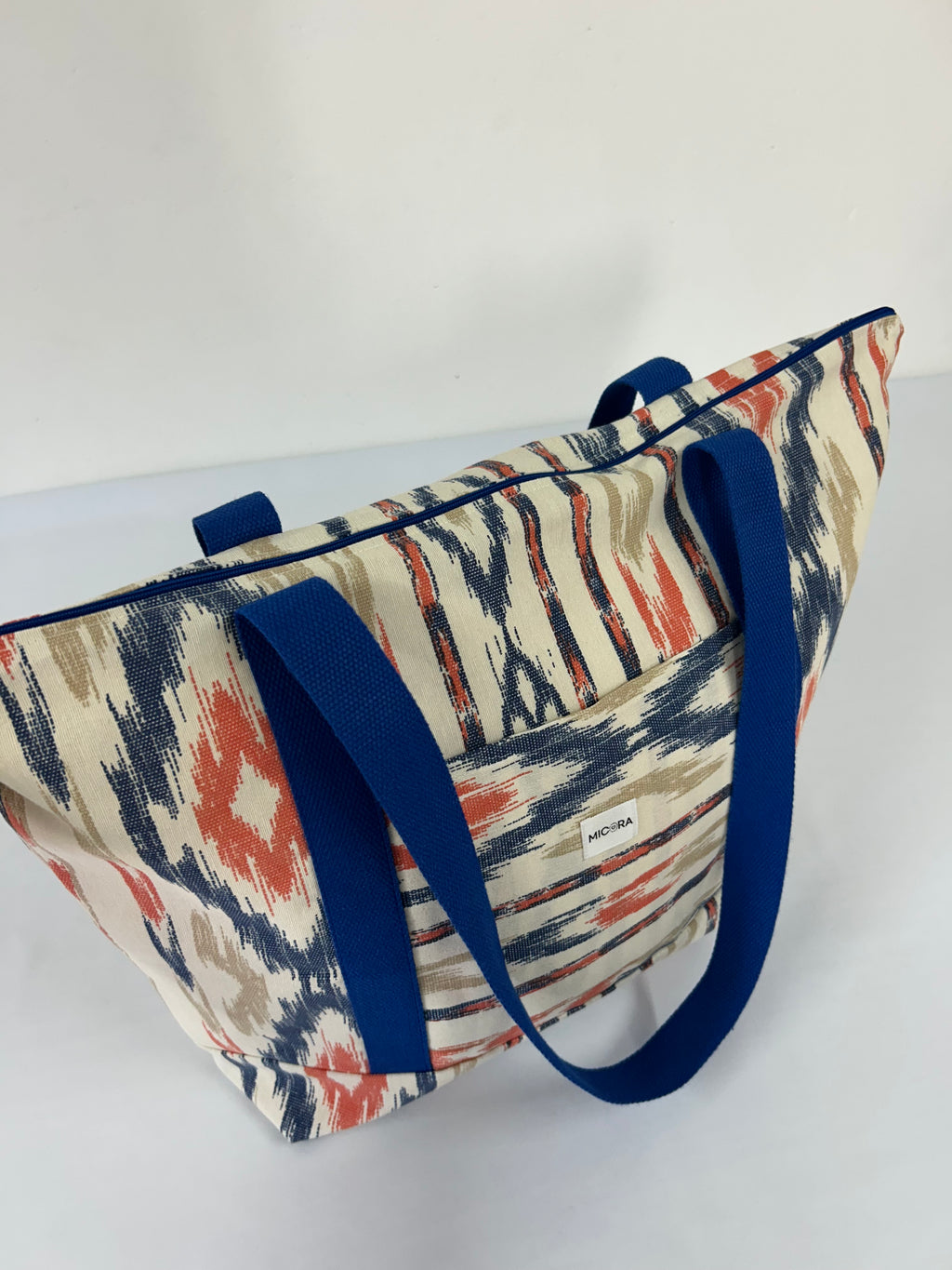 Bolso Playa Estampada Azul-Coral