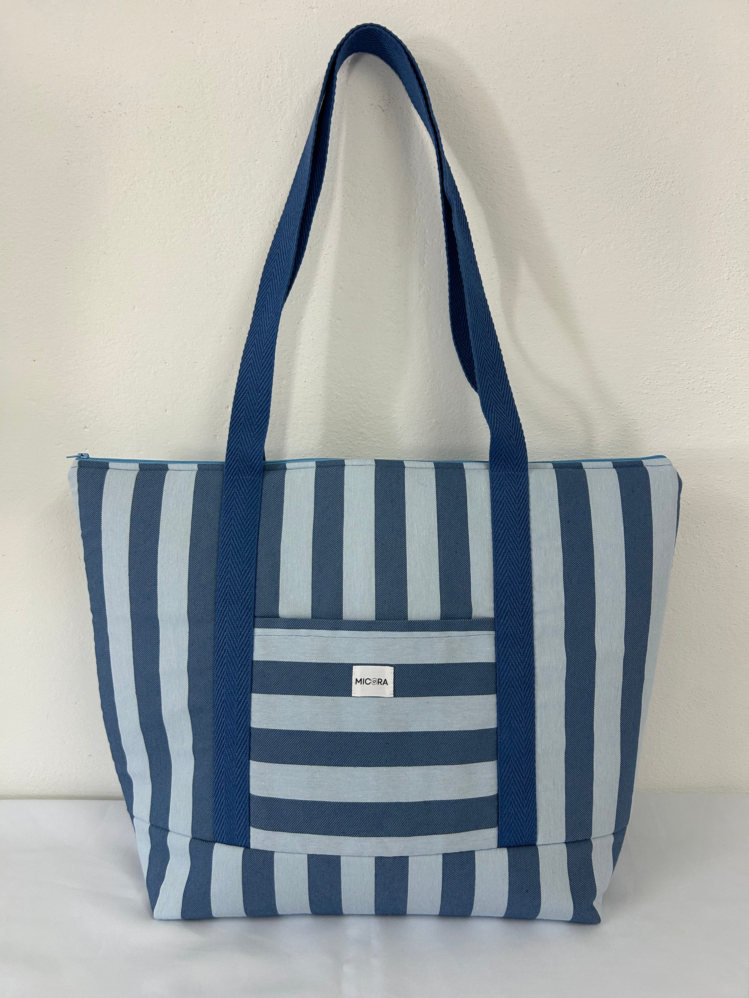 Bolso Playa Rayas Azul