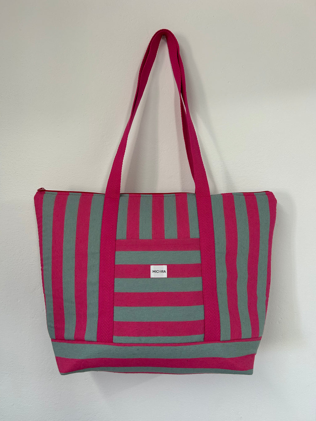 Bolso Playa Rayas Rosa-Azul