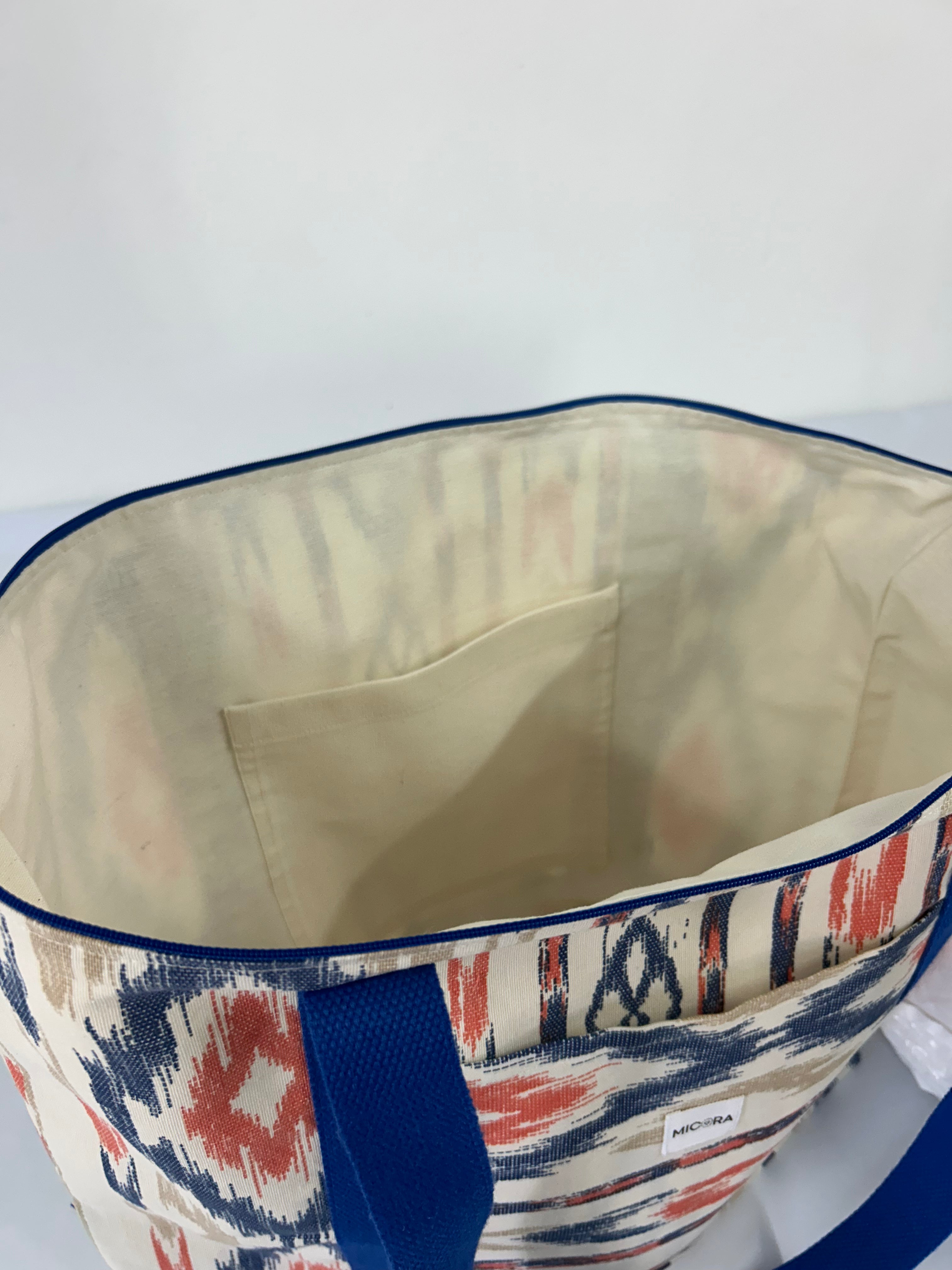Bolso Playa Estampada Azul-Coral