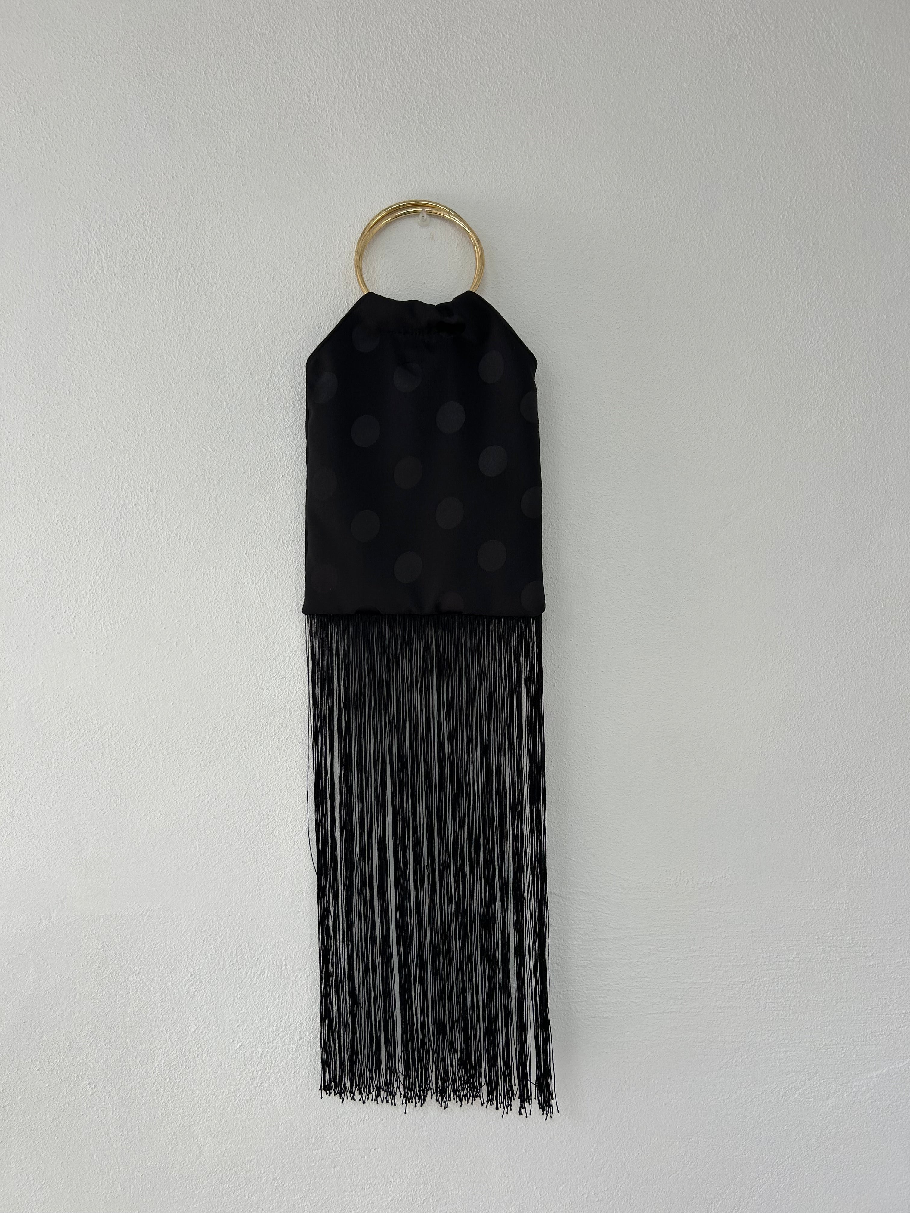 Bolso Lunares Negro con Flecos