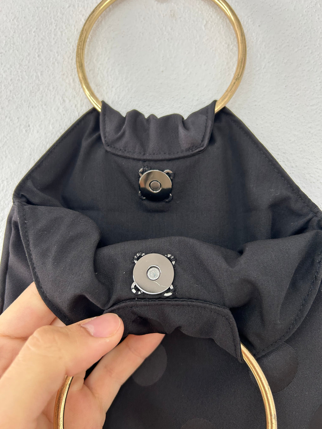 Bolso Lunares Negro con Flecos