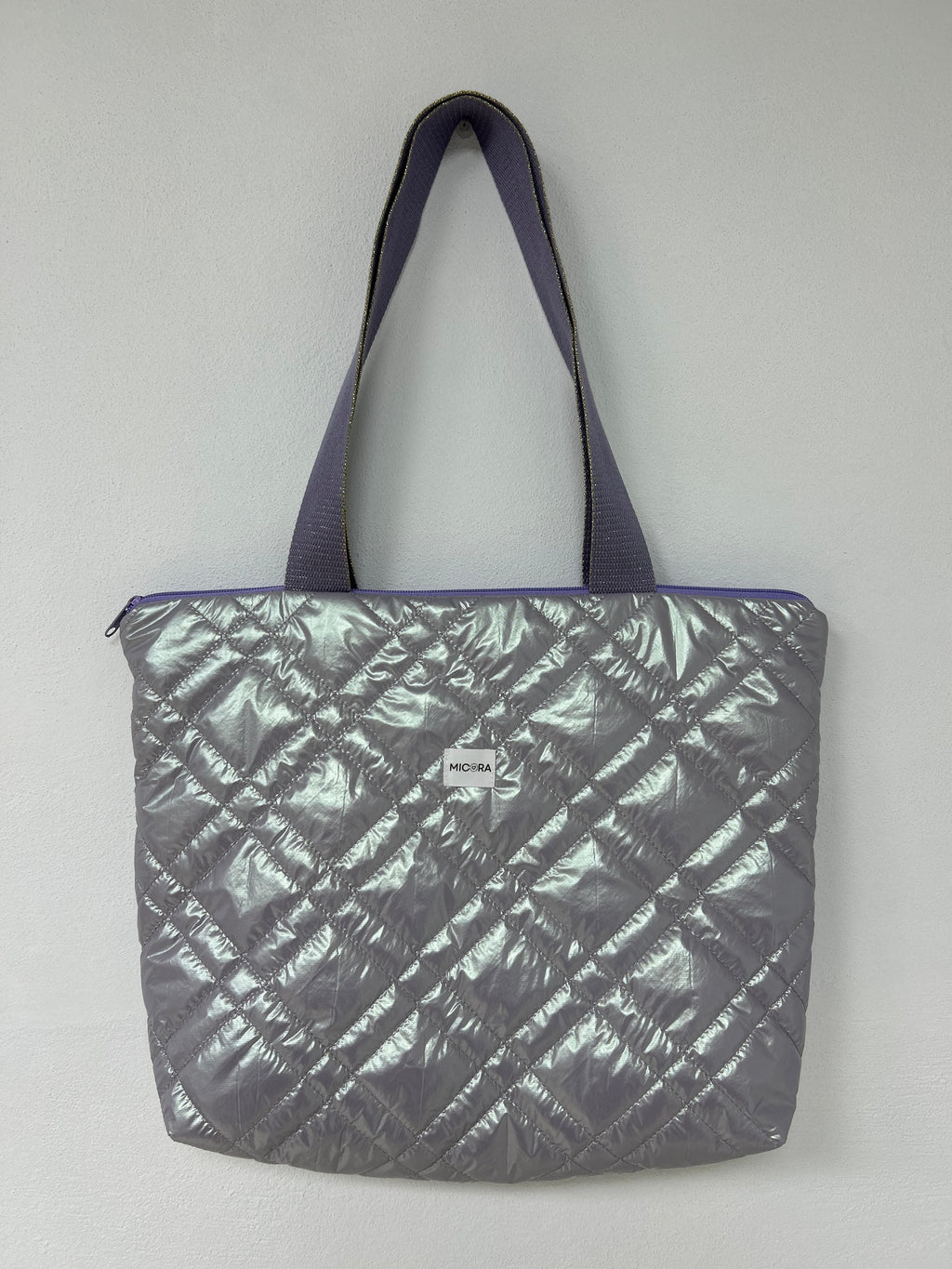 Bolso Acolchado Lila Metalizado