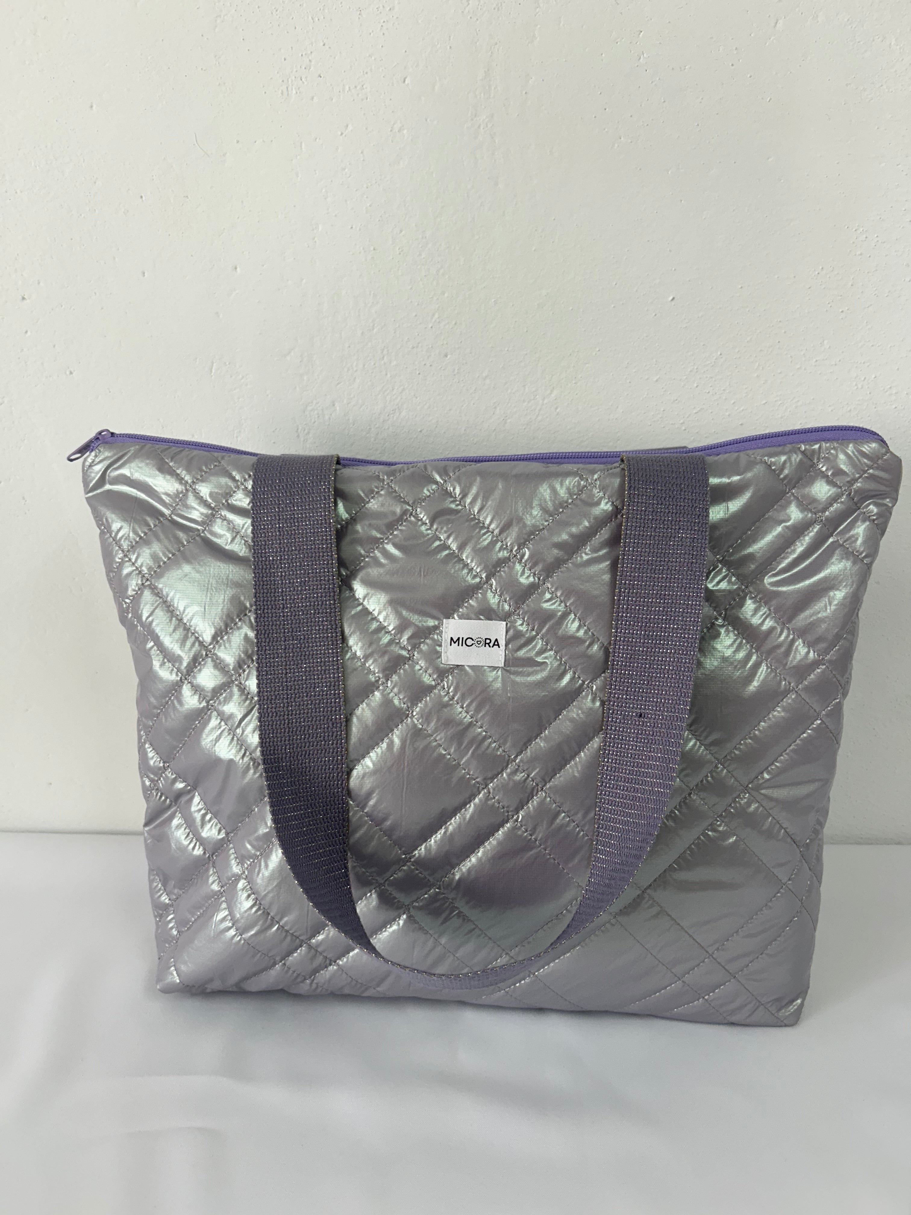 Bolso Acolchado Lila Metalizado