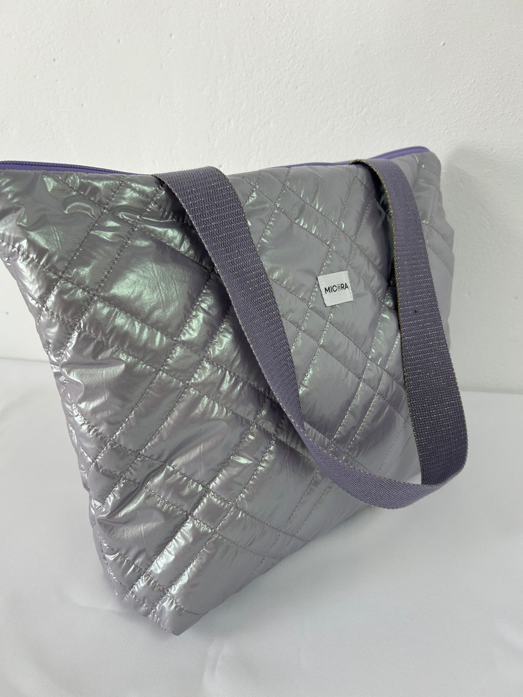 Bolso Acolchado Lila Metalizado