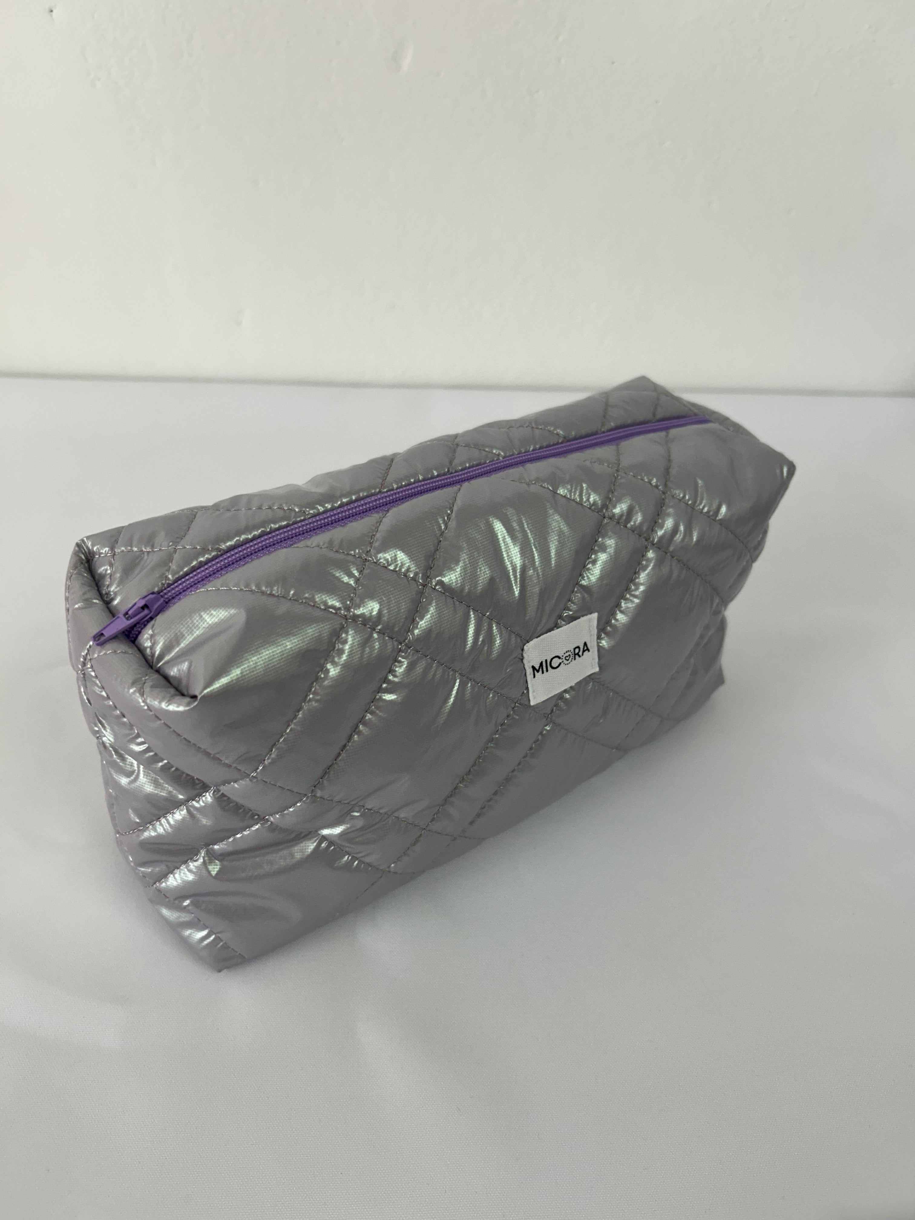 Neceser Acolchado Lila Metalizado