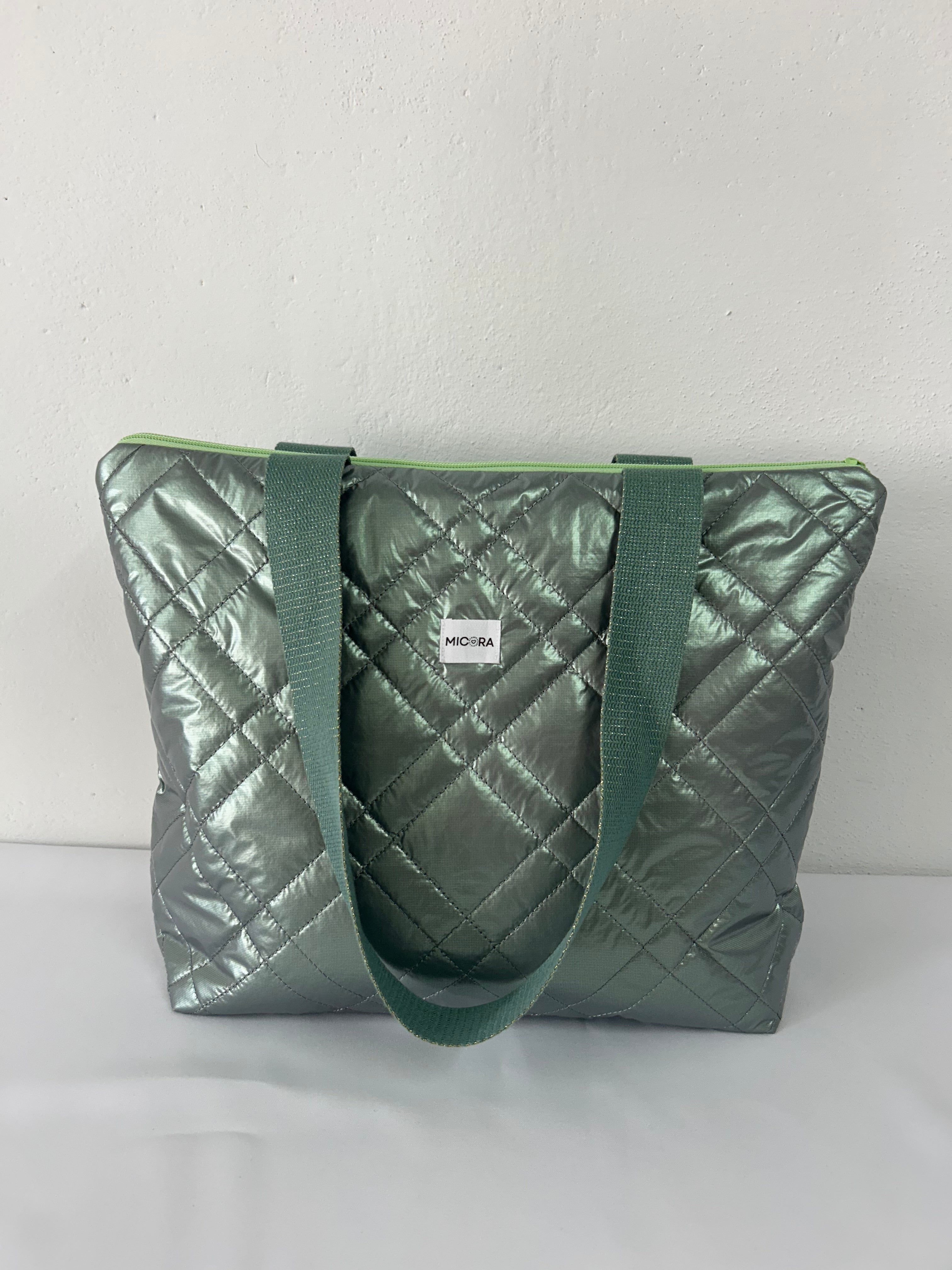 Bolso Acolchado Verde Metalizado