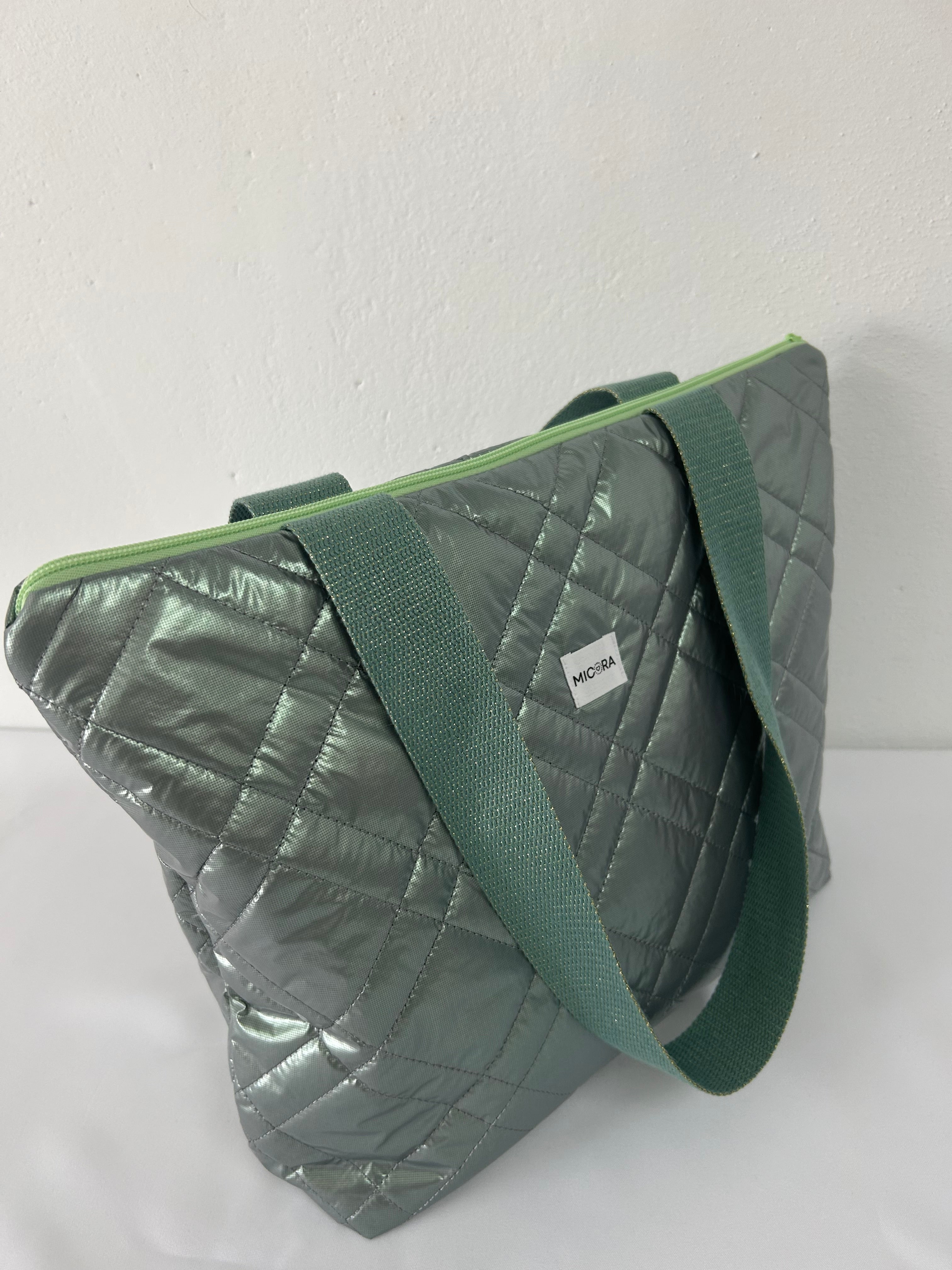 Bolso Acolchado Verde Metalizado