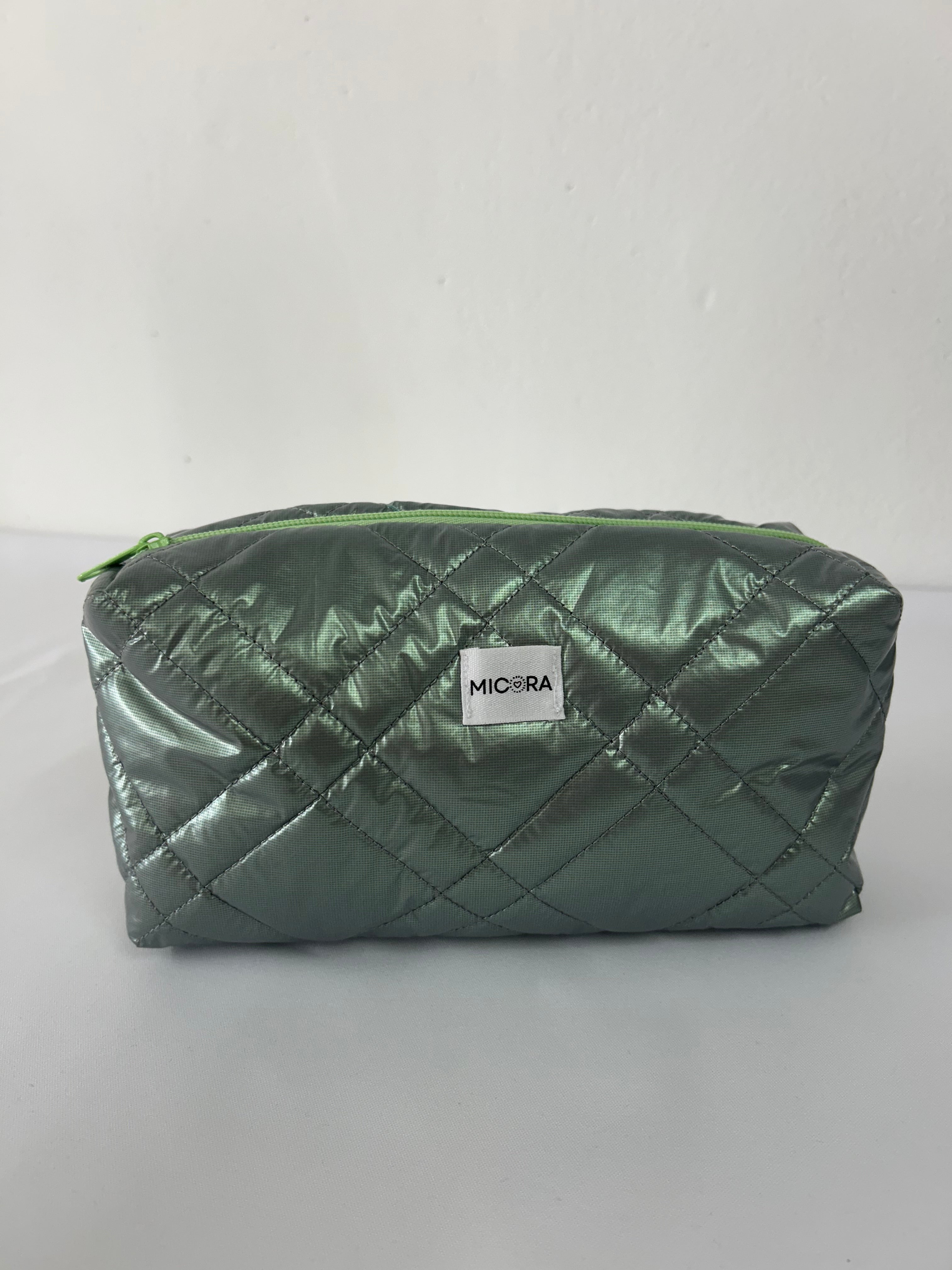 Neceser Acolchado Verde Metalizado